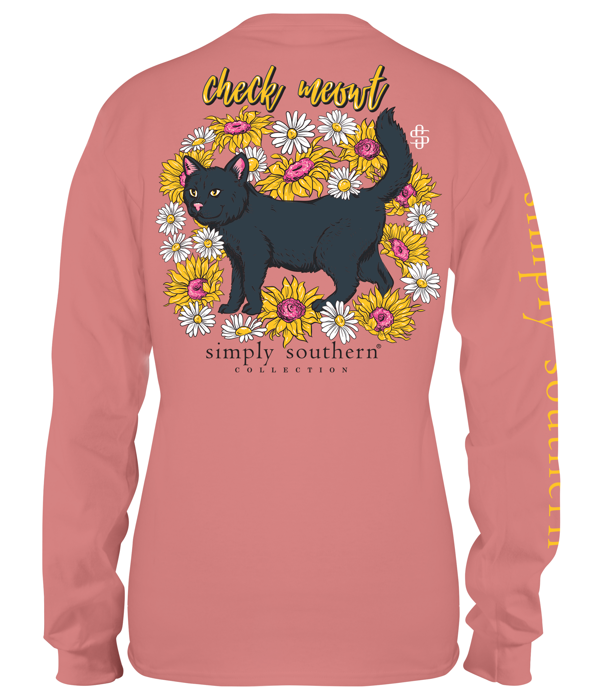 SALE Simply Southern Check Meout Cat Long Sleeve T-Shirt