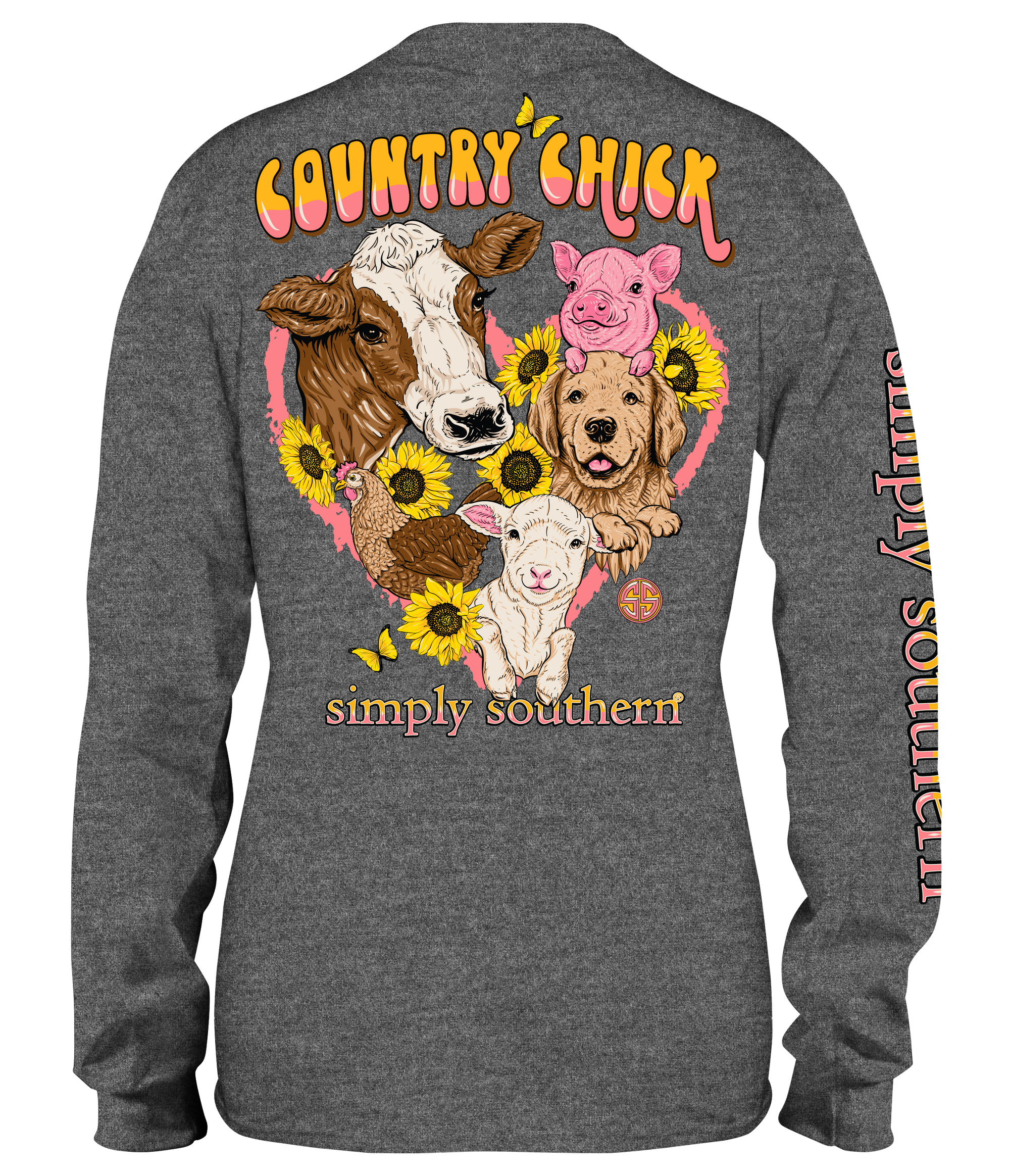 SALE Simply Southern Country Chick Cow Pig Goat Long Sleeve T-Shirt
