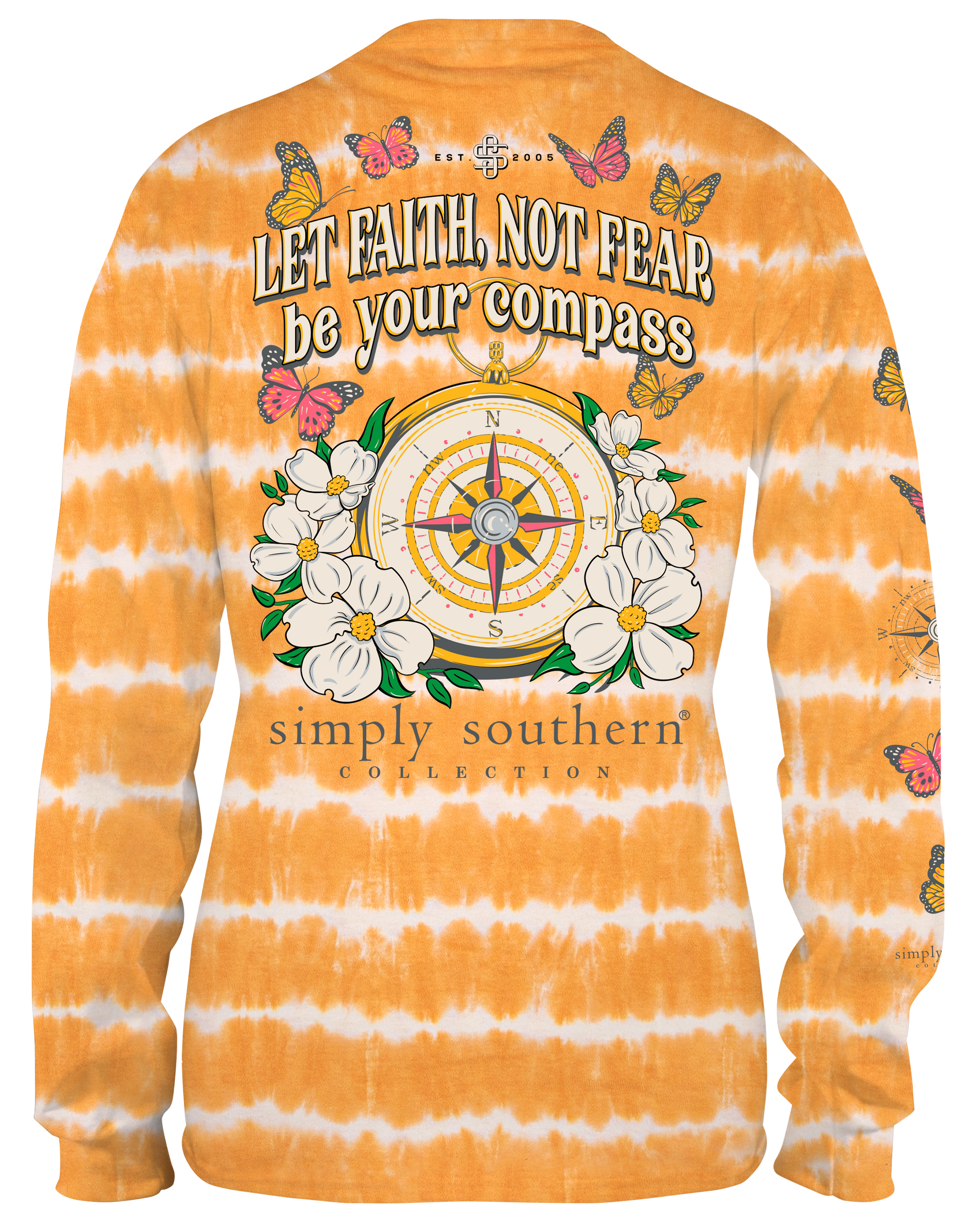 Simply Southern Faith Compass Tie Dye Long Sleeve T-Shirt