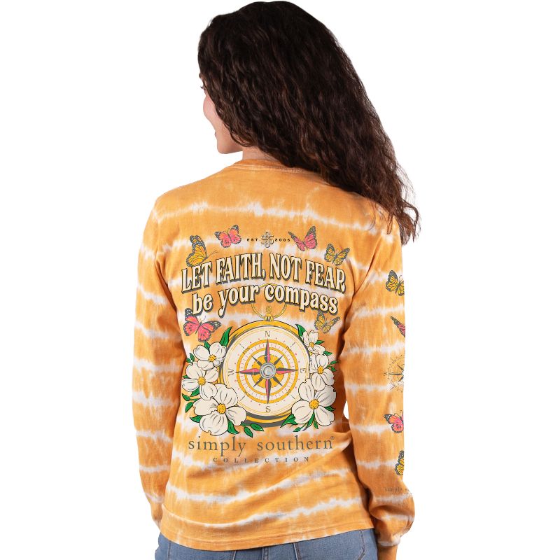 Simply Southern Faith Compass Tie Dye Long Sleeve T-Shirt