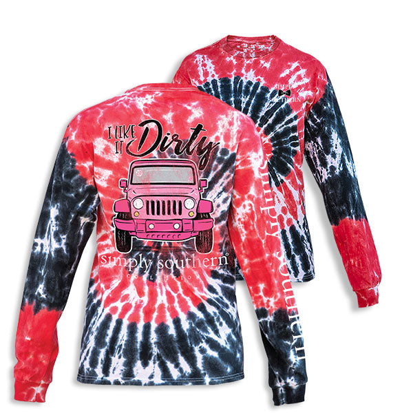 SALE Youth Simply Southern Dirty Hurricane Tie Dye Pattern Long Sleeve T-Shirt - SimplyCuteTees
