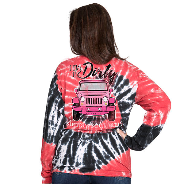 SALE Youth Simply Southern Dirty Hurricane Tie Dye Pattern Long Sleeve T-Shirt - SimplyCuteTees