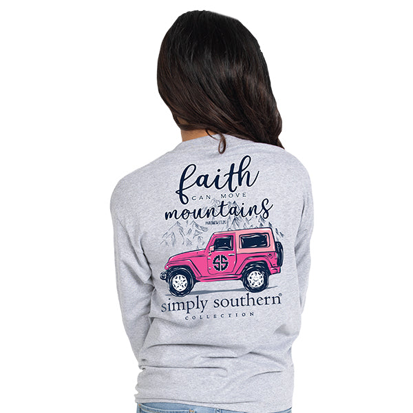 SALE Simply Southern Preppy Faith Move Mountains Long Sleeve T-Shirt - SimplyCuteTees