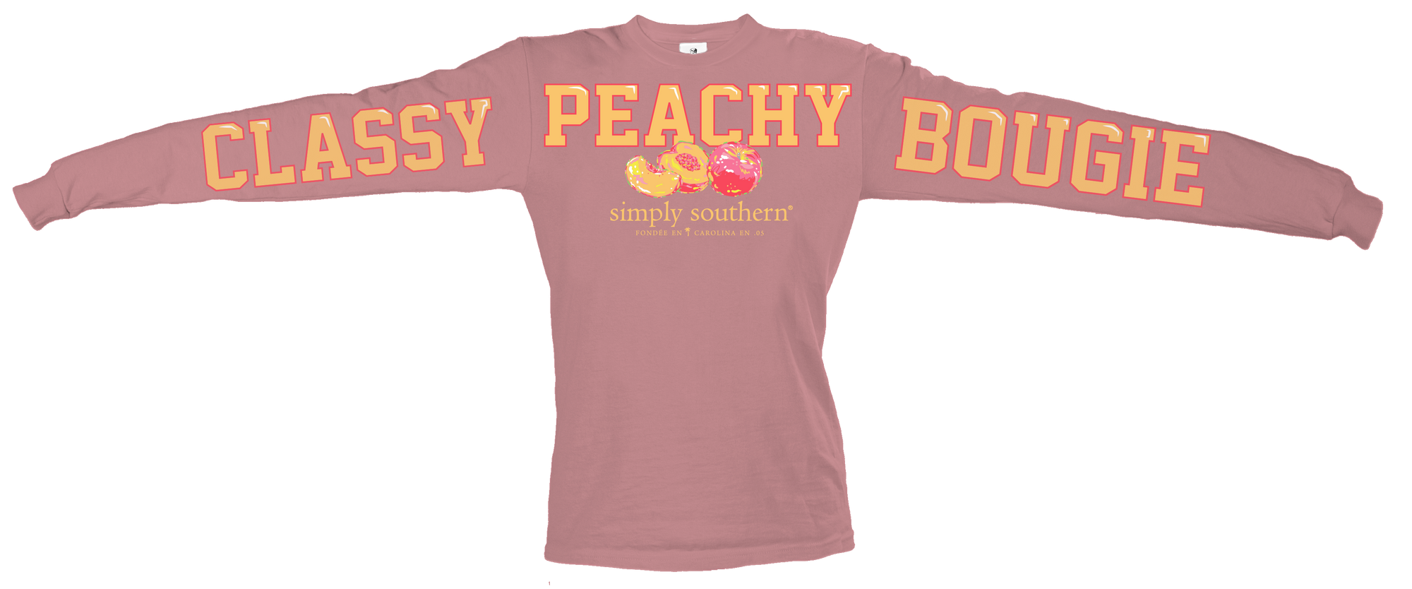 SALE Simply Southern Classy Peachy Bougie Long Sleeve T-Shirt