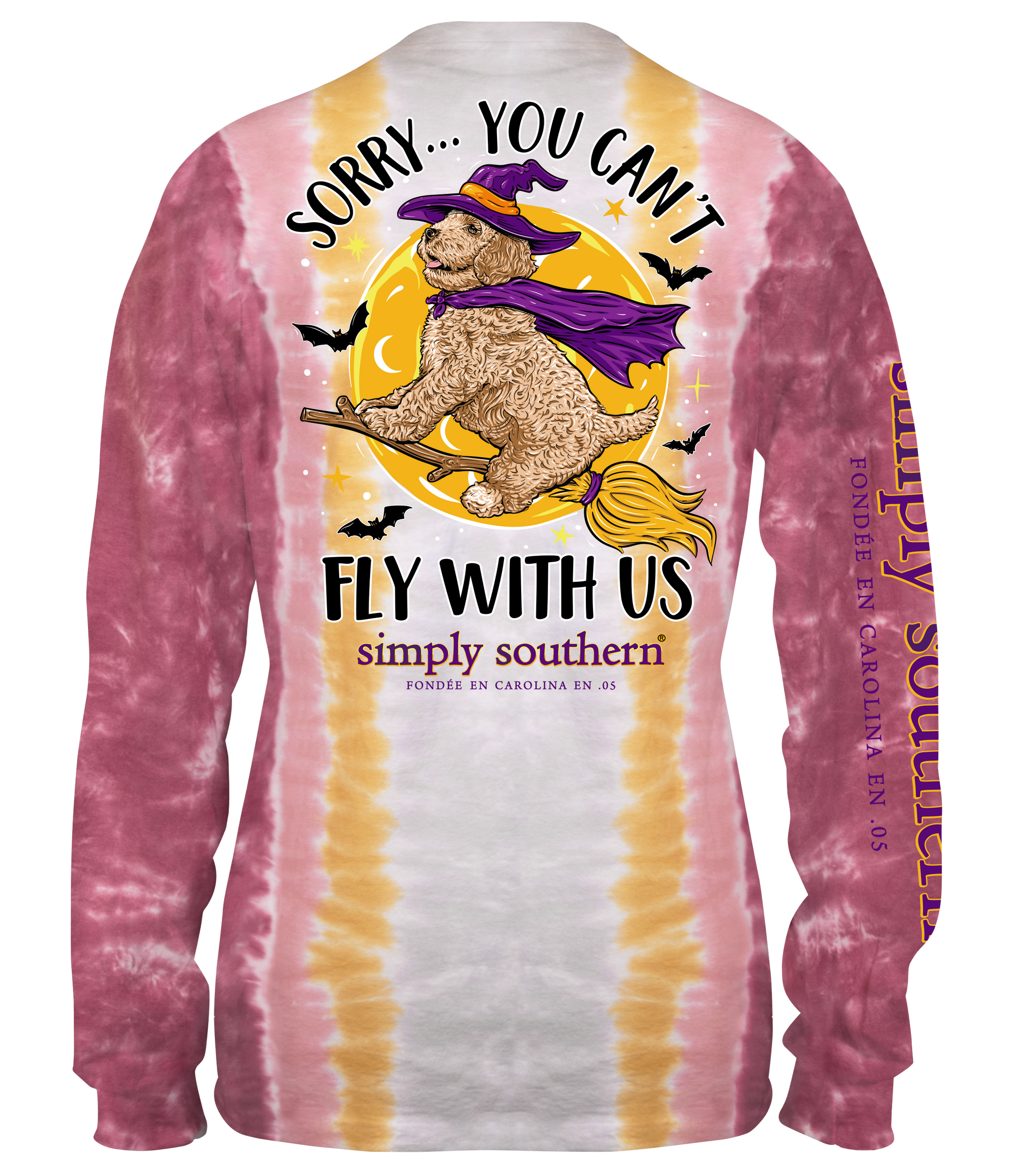 SALE Simply Southern Fly With Us Halloween Tie Dye Long Sleeve T-Shirt