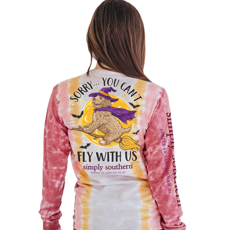 SALE Simply Southern Fly With Us Halloween Tie Dye Long Sleeve T-Shirt