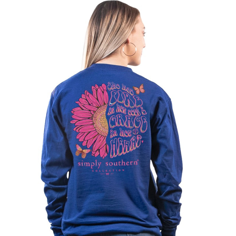 SALE Simply Southern Grace In Her Heart Long Sleeve T-Shirt - SimplyCuteTees