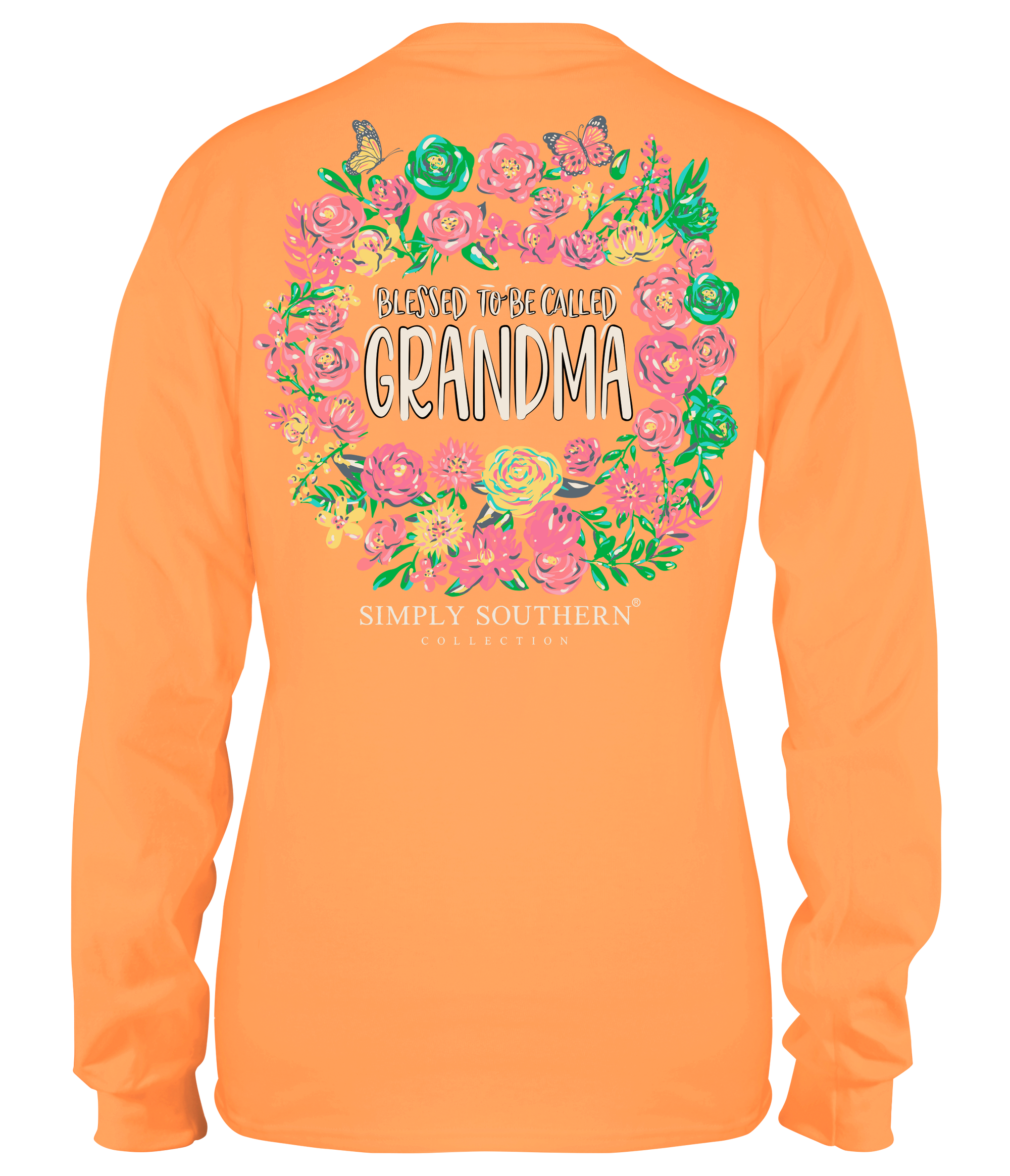 SALE Simply Southern Blessed Grandma Flowers Long Sleeve T-Shirt - SimplyCuteTees
