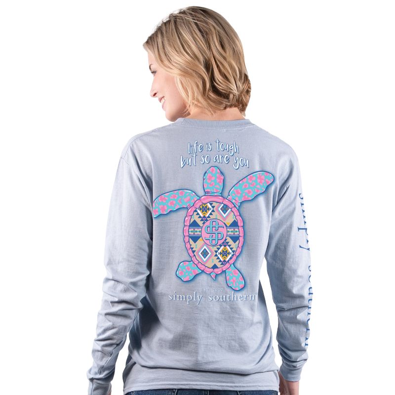 SALE Simply Southern Life Is Tough Turtle Long Sleeve T-Shirt