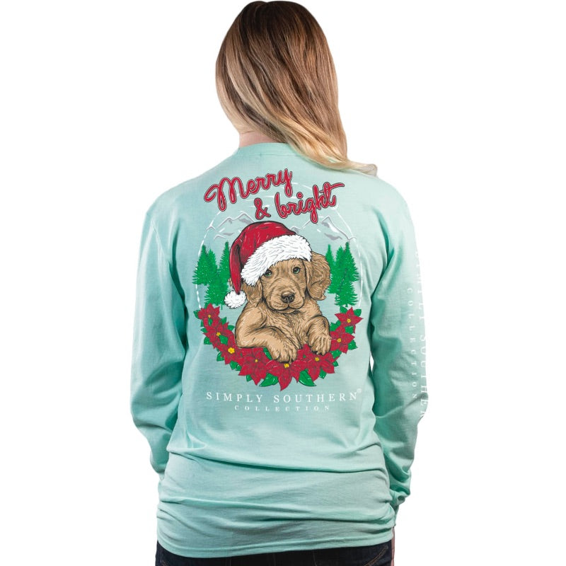 SALE Simply Southern Merry &amp; Bright Holiday Long Sleeve T-Shirt - SimplyCuteTees