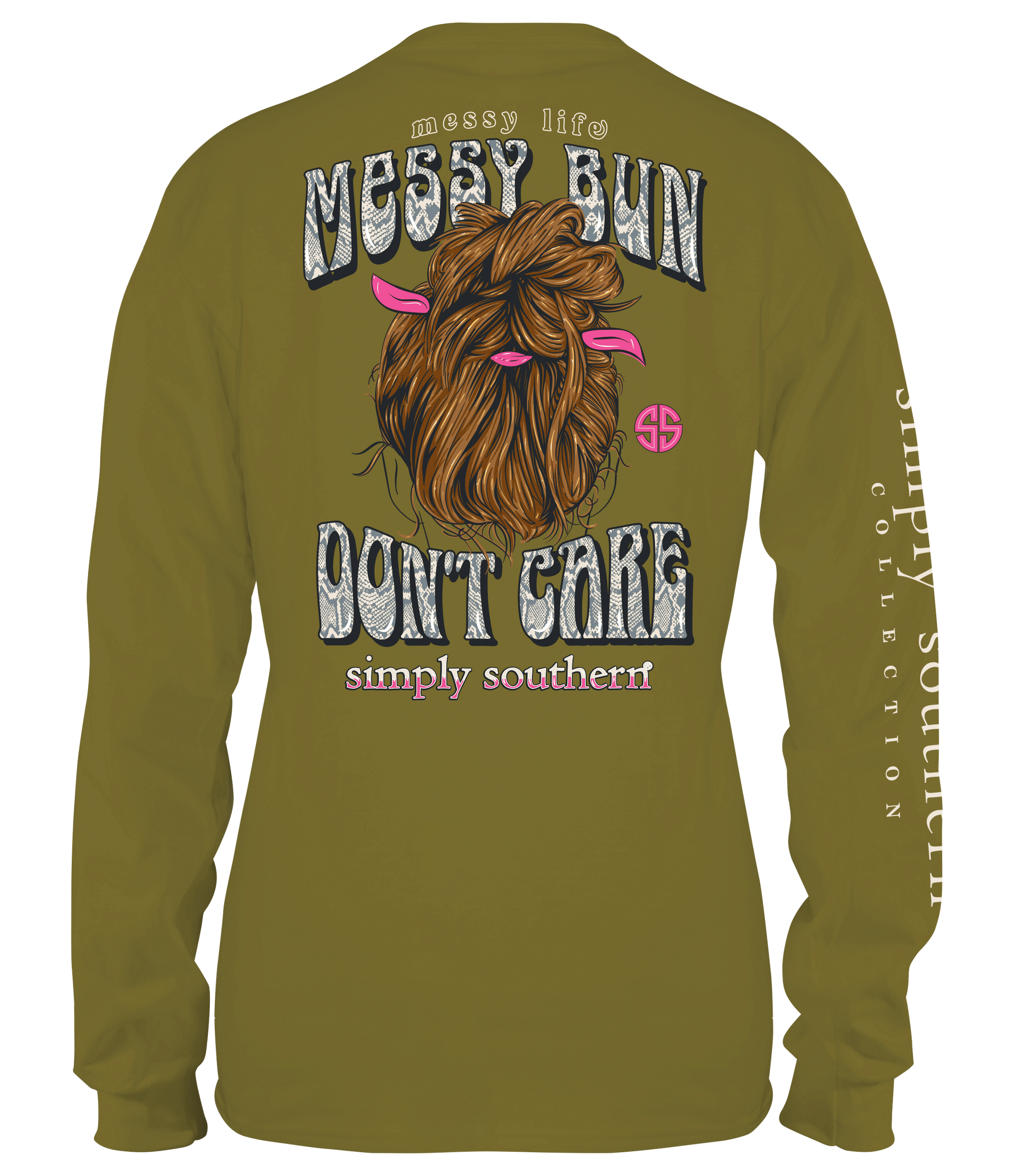 SALE Simply Southern Messy Bun Don't Care Long Sleeve T-Shirt