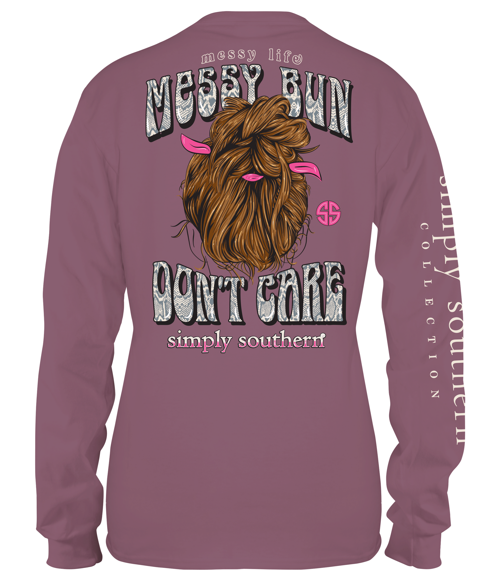 SALE Simply Southern Messy Bun Don't Care Long Sleeve T-Shirt
