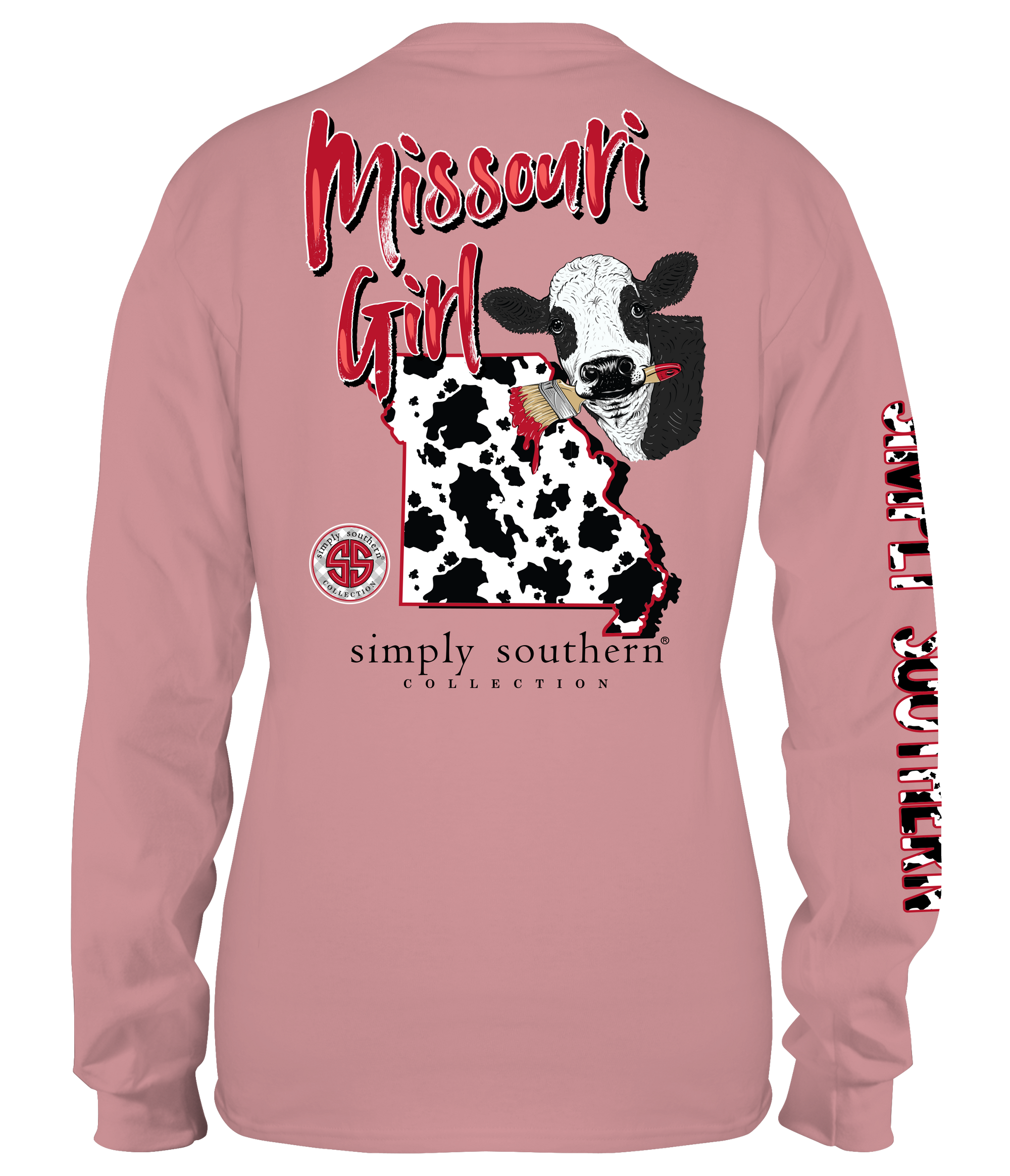 SALE Simply Southern Missouri Girl Cow Print Long Sleeve T-Shirt