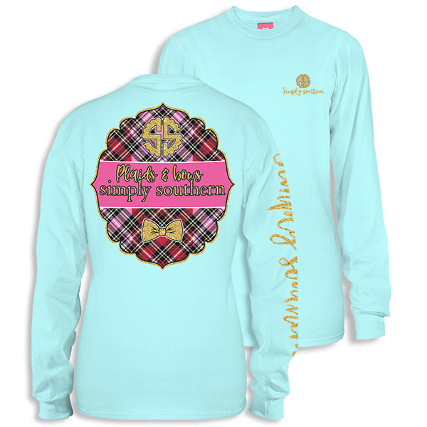 SALE Simply Southern Youth Preppy Plaids &amp; Bows Long Sleeve T-Shirt - SimplyCuteTees