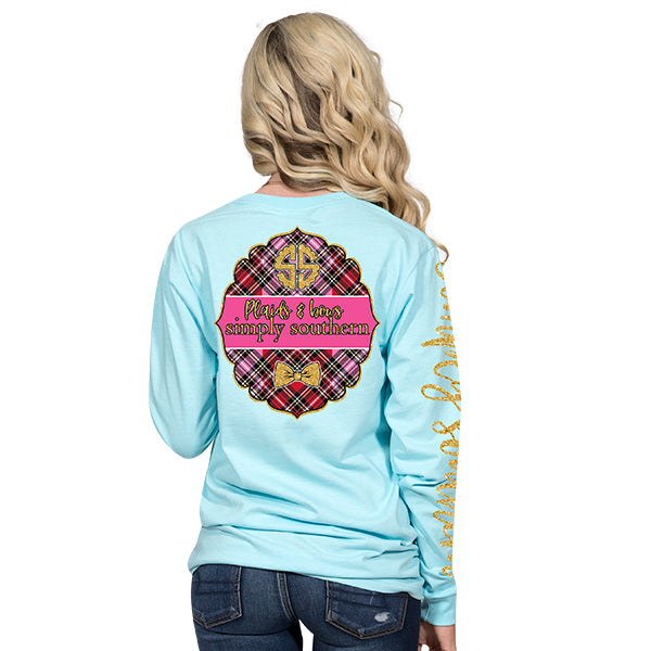 SALE Simply Southern Youth Preppy Plaids &amp; Bows Long Sleeve T-Shirt - SimplyCuteTees
