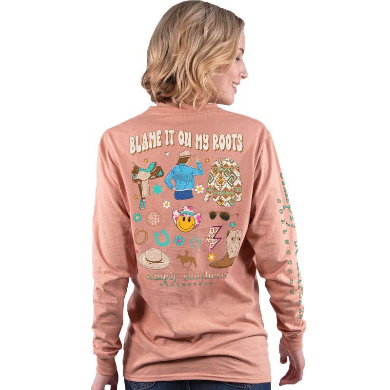 SALE Simply Southern Blame It On My Roots Long Sleeve T-Shirt