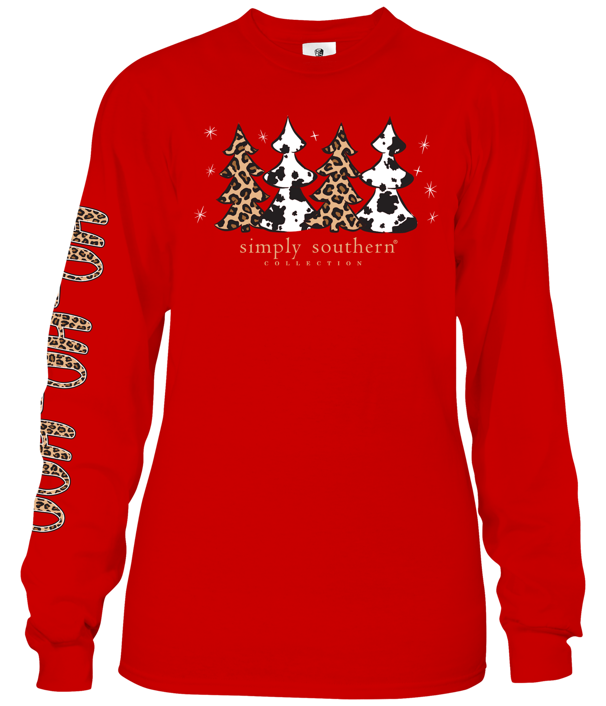 SALE Simply Southern Santa Leopard Cow Print Holiday Long Sleeve T-Shirt - SimplyCuteTees