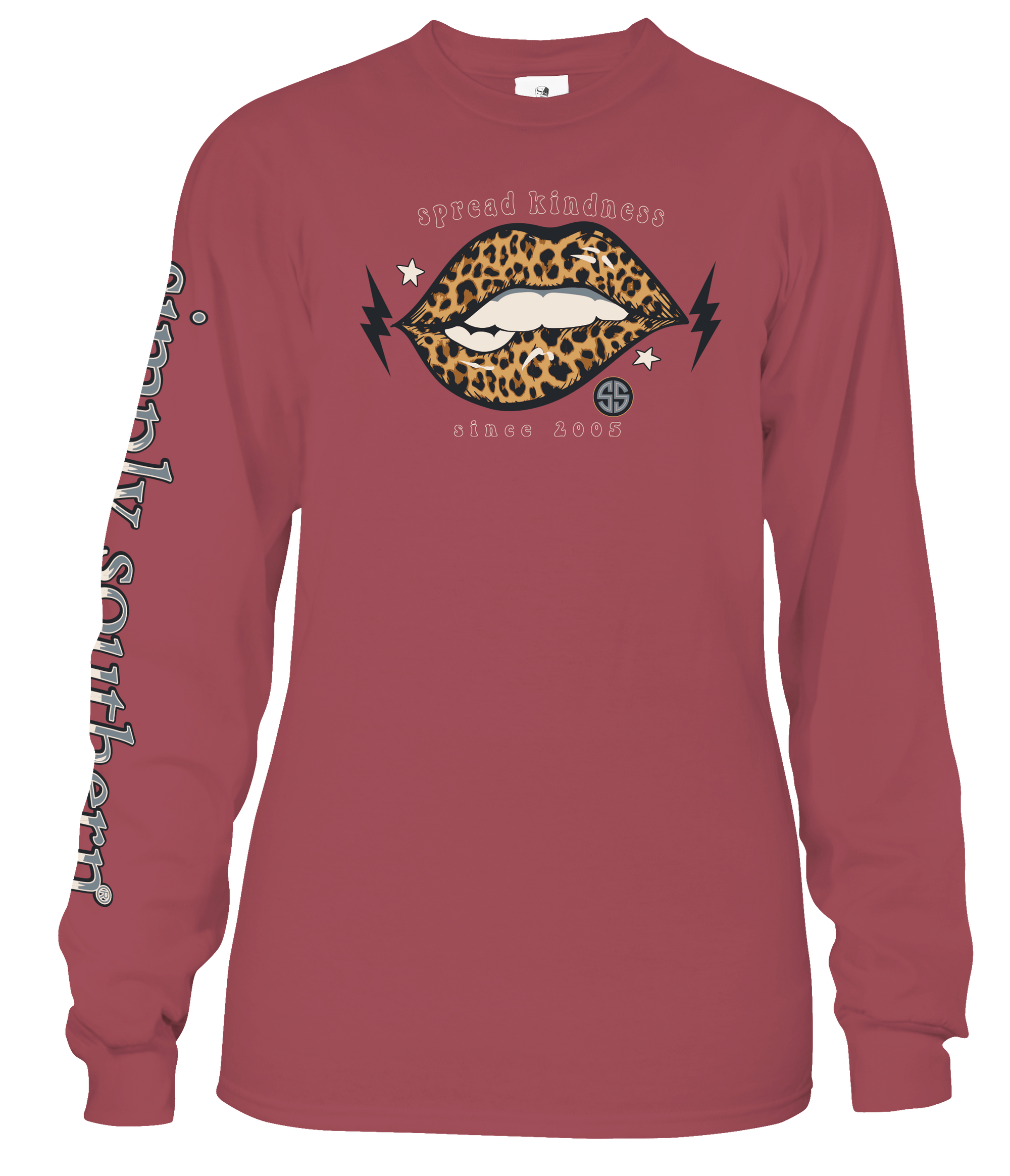 SALE Simply Southern Preppy Sugar Leopard Lips Long Sleeve T-Shirt