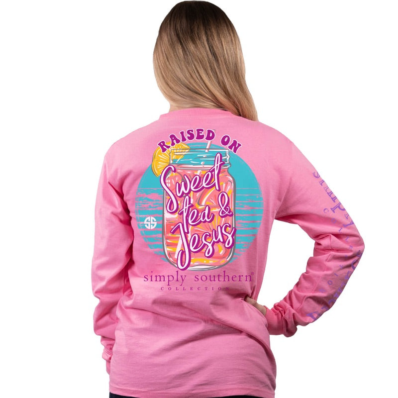 SALE Simply Southern Sweet Tea &amp; Jesus Long Sleeve T-Shirt