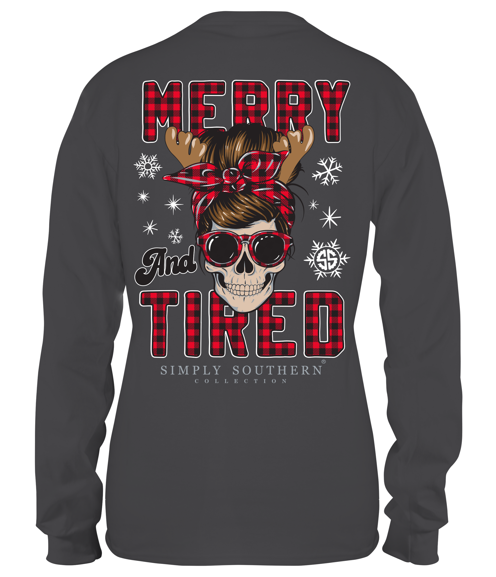SALE Simply Southern Preppy Merry &amp; Tired Holiday Long Sleeve T-Shirt - SimplyCuteTees