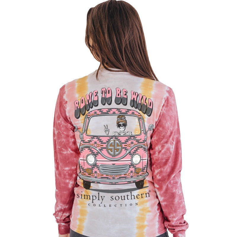 SALE Simply Southern Bone To Be Wild Tie Dye Long Sleeve T-Shirt