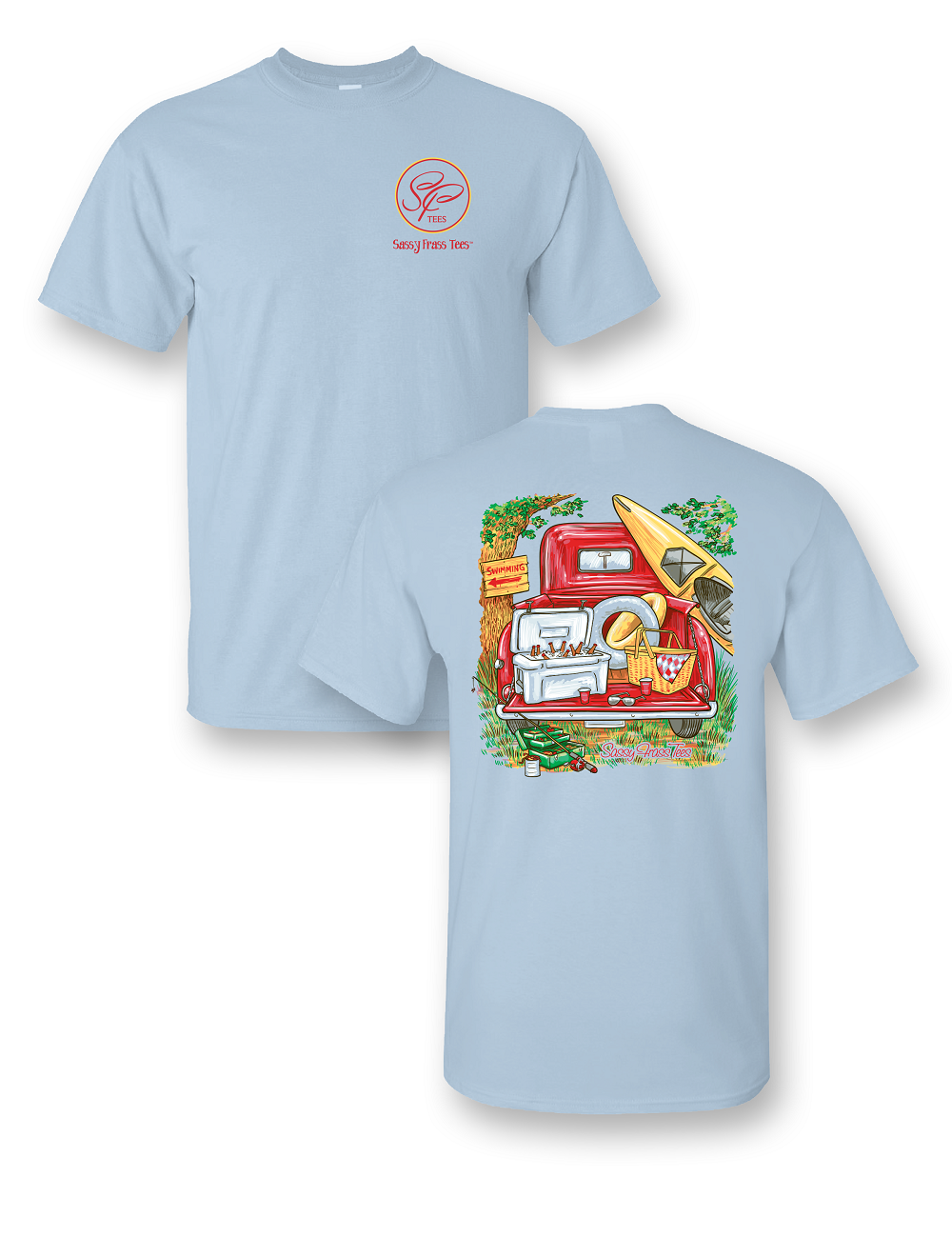 Sassy Frass Lake Truck Swimming Fishing Youth Kids Girlie Bright T Shirt