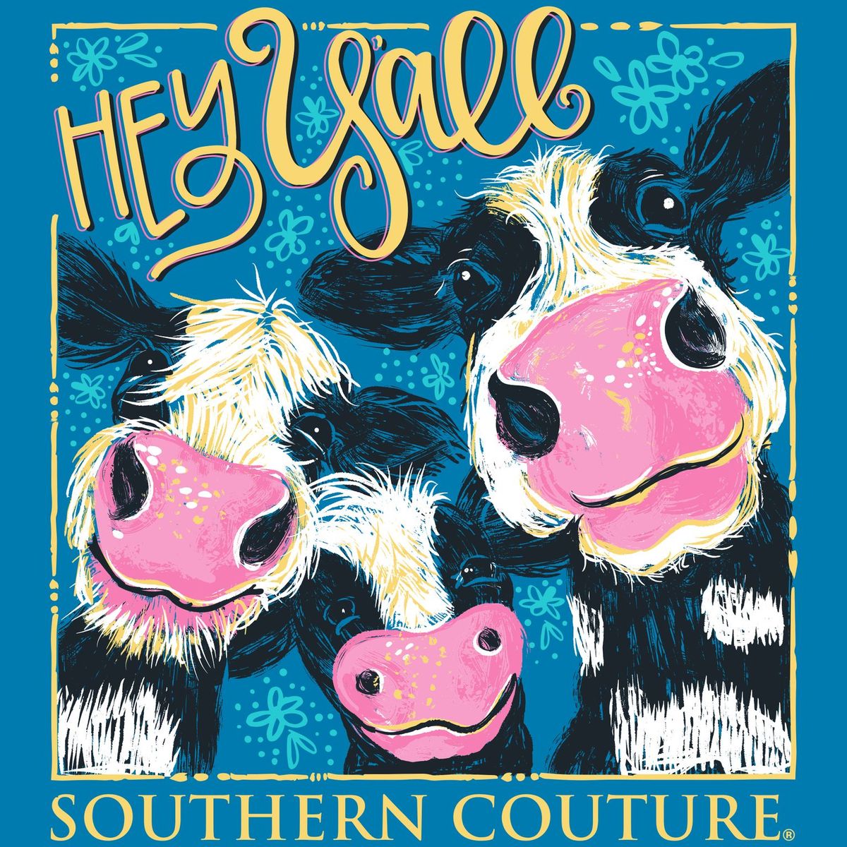 Southern Couture Classic Hey Y'All Cows T-Shirt - SimplyCuteTees