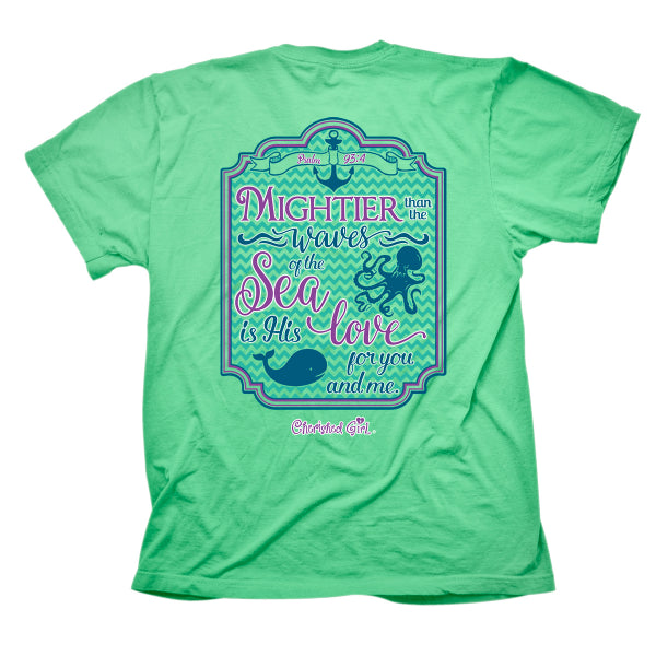 Cherished Girl Mightier Than the Waves of the Sea Whale Anchor Christian Bright T Shirt - SimplyCuteTees