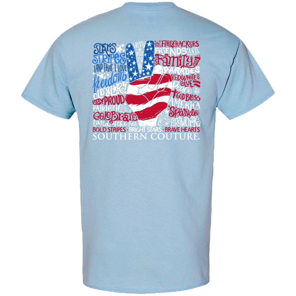 Southern Couture Classic Stars &amp; Stripes Peace USA T-Shirt