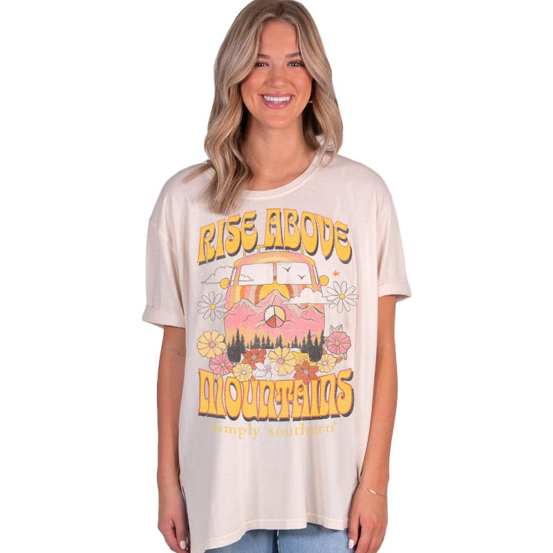 SALE Simply Southern Rise Above Mountains Over Sized Vintage T-Shirt - SimplyCuteTees