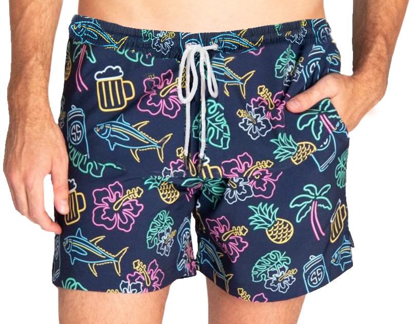 Simply Southern Neon Beer Print Guys Shorts Swim trunks