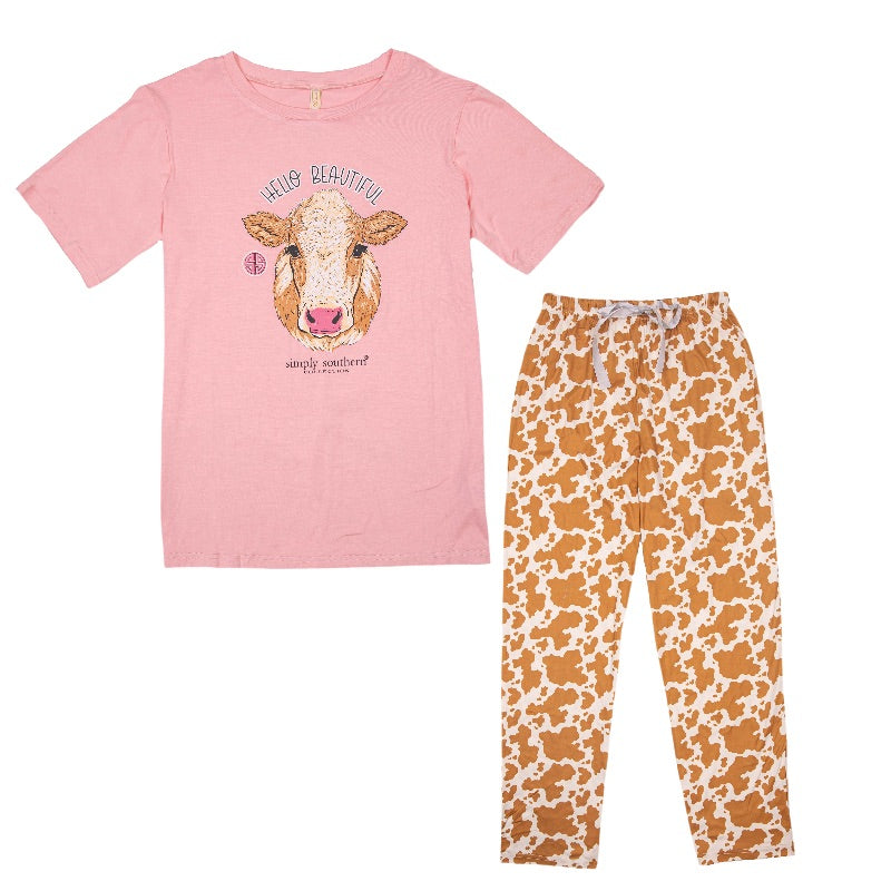 Simply Southern Hello Cow PJ Pants &amp; T-Shirt Set