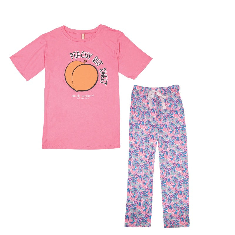 Simply Southern Peachy &amp; Sweet PJ Pants &amp; T-Shirt Set