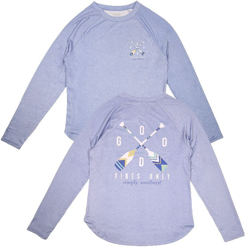 SALE Simply Southern Good Vibes Beach Rash Guard Swim UV Protection Long Sleeve T-Shirt
