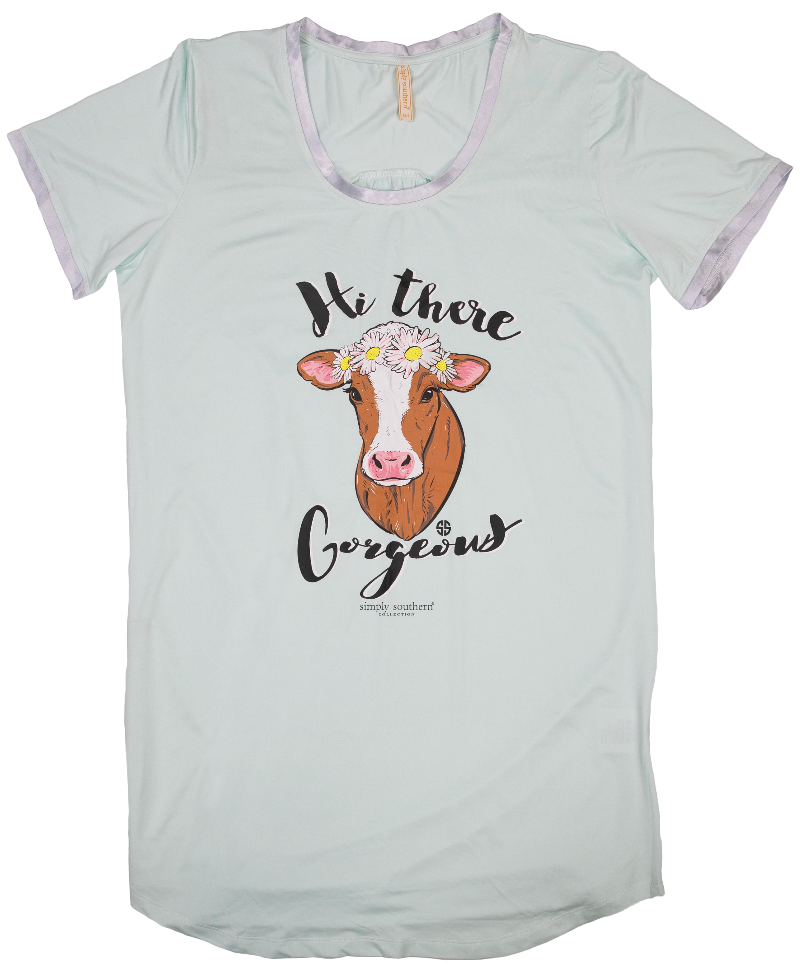Simply Southern Gorgeous Cow Night Gown - SimplyCuteTees