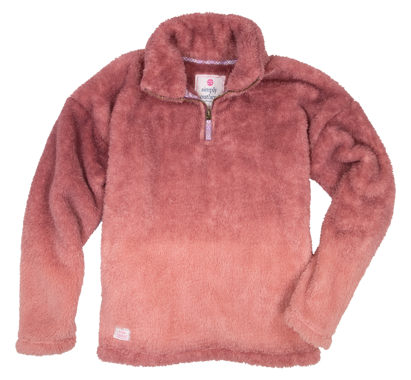 SALE Simply Southern Classic Ombre Maroon Sherpa Long Sleeve Sweatshirt - SimplyCuteTees