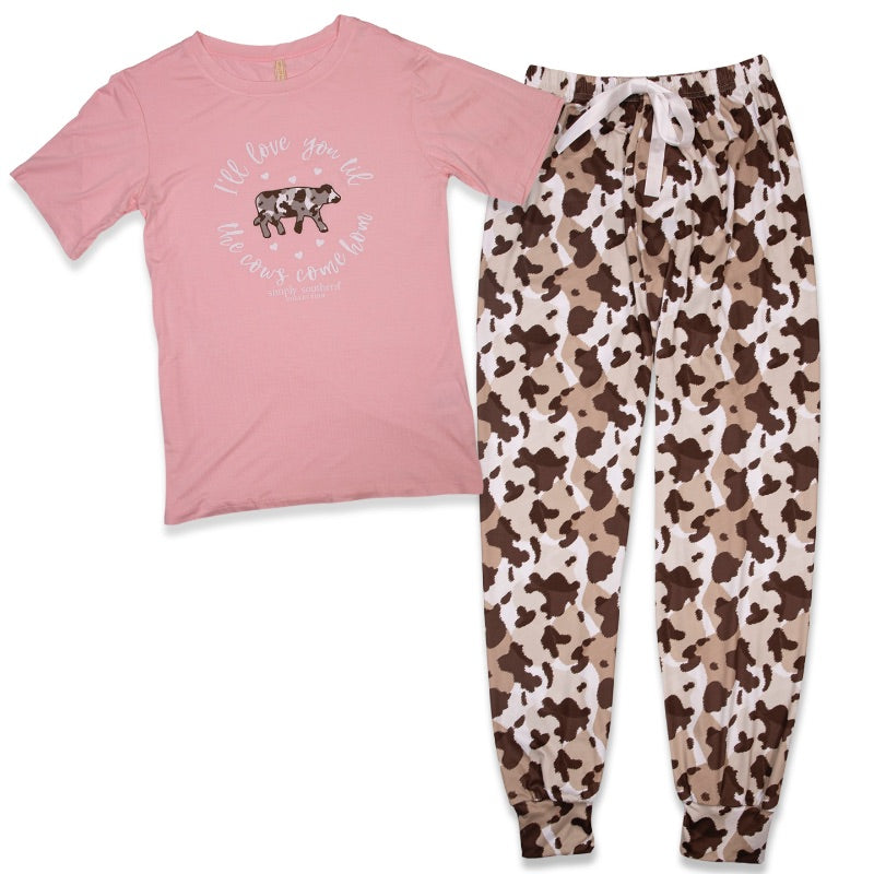 Simply Southern Love Cow PJ Pants &amp; T-Shirt Set - SimplyCuteTees