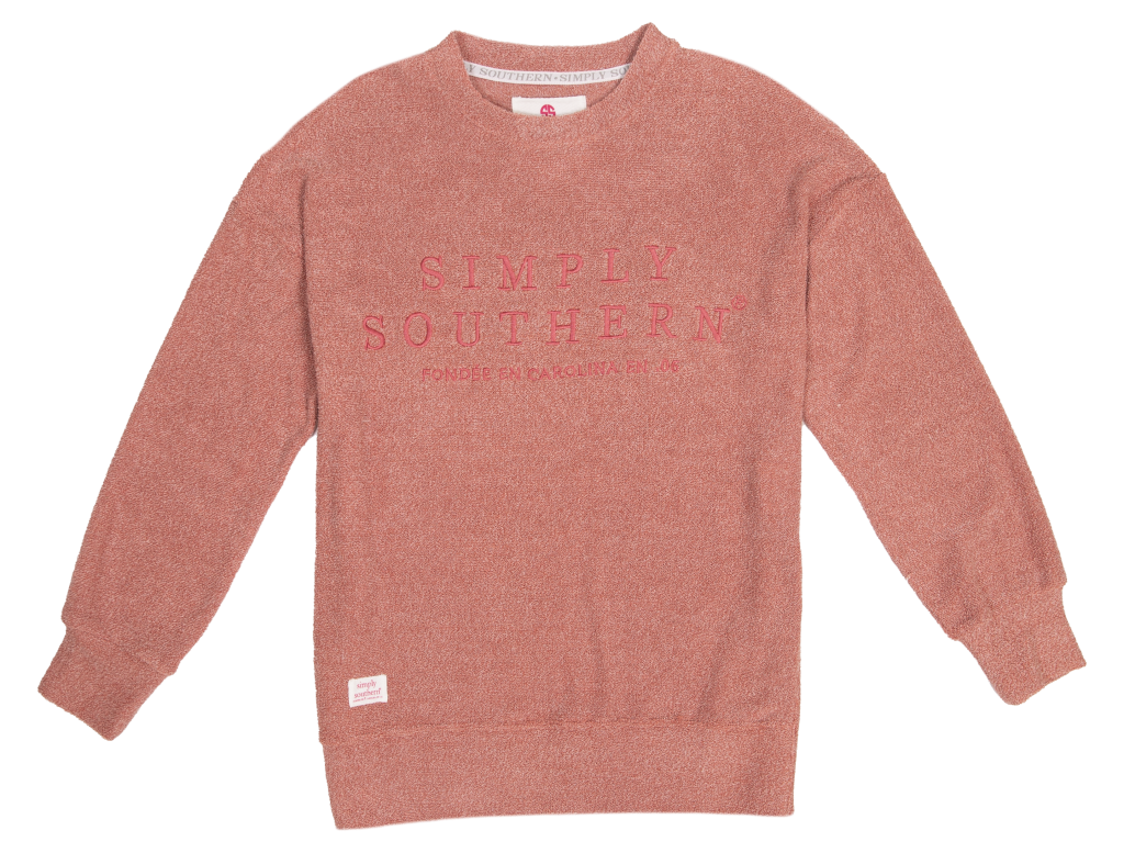 Simply Southern Brick Terry Pullover Soft Crew Sweatshirt - SimplyCuteTees
