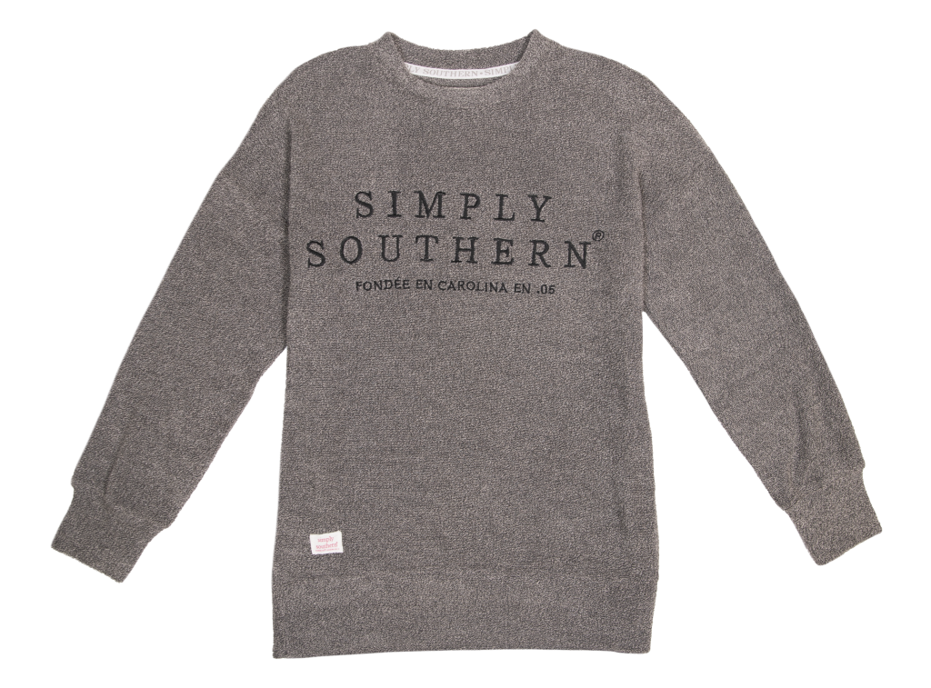 Simply Southern Slate Terry Pullover Soft Crew Sweatshirt - SimplyCuteTees