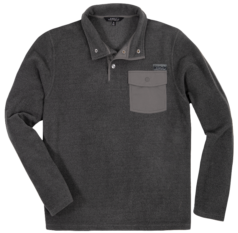 Simply Southern Dark Grey Snap Pullover Sweater Unisex Jacket