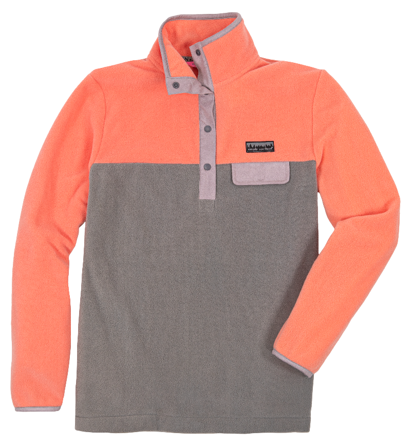 Simply Southern Coral Grey Fleece Long Sleeve Pullover Jacket - SimplyCuteTees