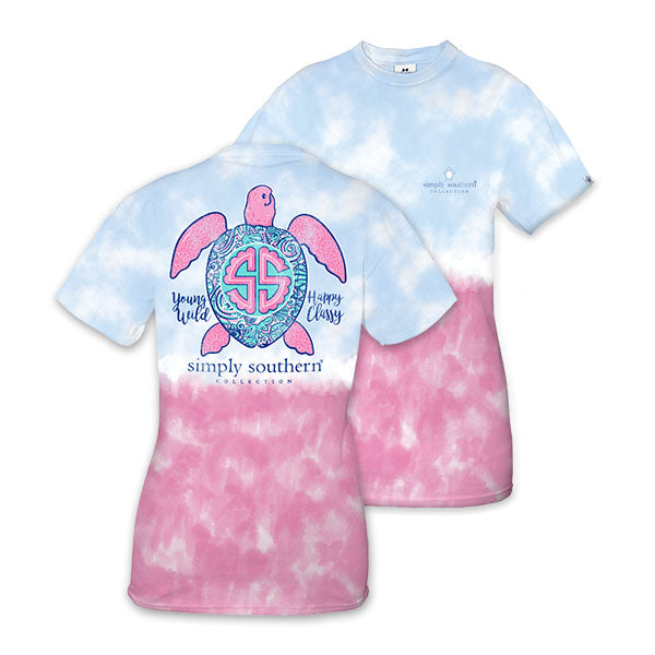 SALE Simply Southern Preppy Young Wild Happy Classy Turtle Tie Dye T-Shirt - SimplyCuteTees