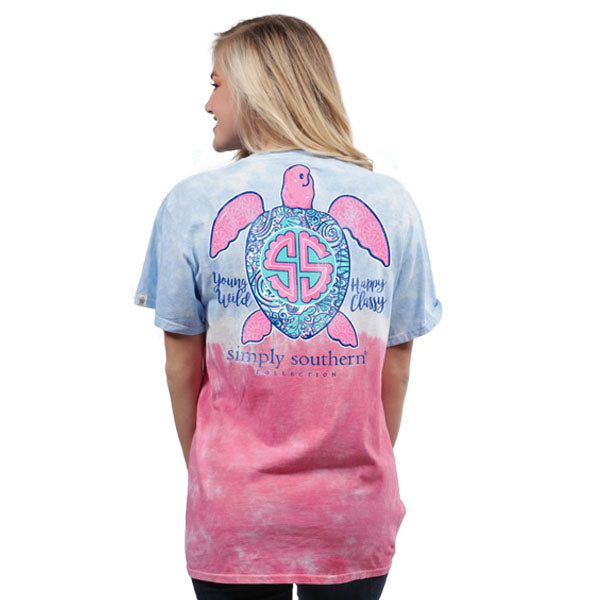 SALE Simply Southern Preppy Young Wild Happy Classy Turtle Tie Dye T-Shirt - SimplyCuteTees