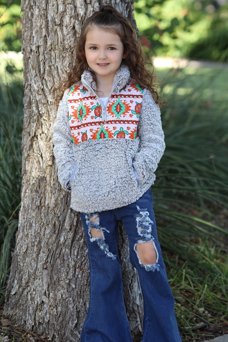 SALE Mommy &amp; Me Baby Youth Aztec Turtle Printed Sherpa Jacket Sweater - SimplyCuteTees