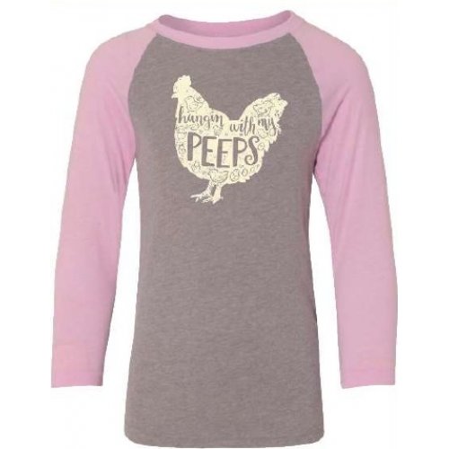 Country Life Southern Attitude Black Hangin With My Peeps Soft Raglan T-Shirt - SimplyCuteTees