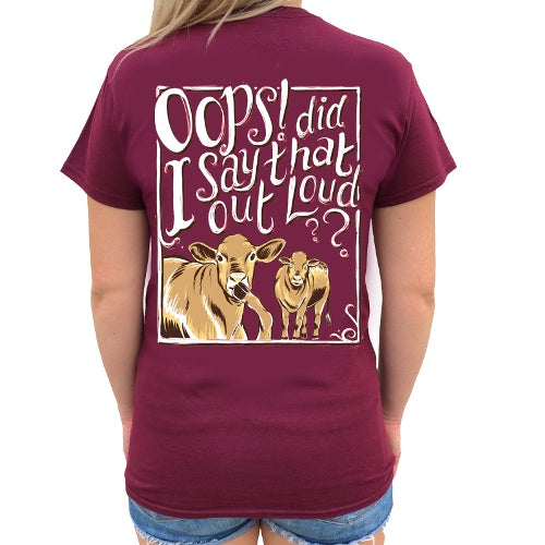 Southern Attitude Preppy Oops Did I Say That Cow T-Shirt - SimplyCuteTees