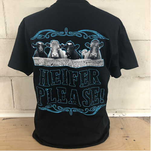 Country Life Southern Attitude Heifer Please Black T-Shirt - SimplyCuteTees