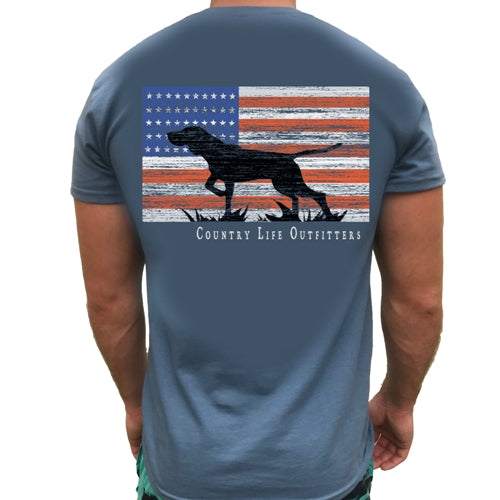 Country Life Outfitters Vintage USA Flag Dog Unisex T-Shirt - SimplyCuteTees