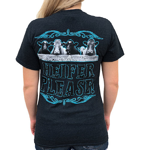 Country Life Southern Attitude Heifer Please Black T-Shirt - SimplyCuteTees