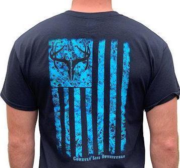 Country Life Outfitters Vintage USA Deer Blue Camo Flag Unisex T-Shirt - SimplyCuteTees